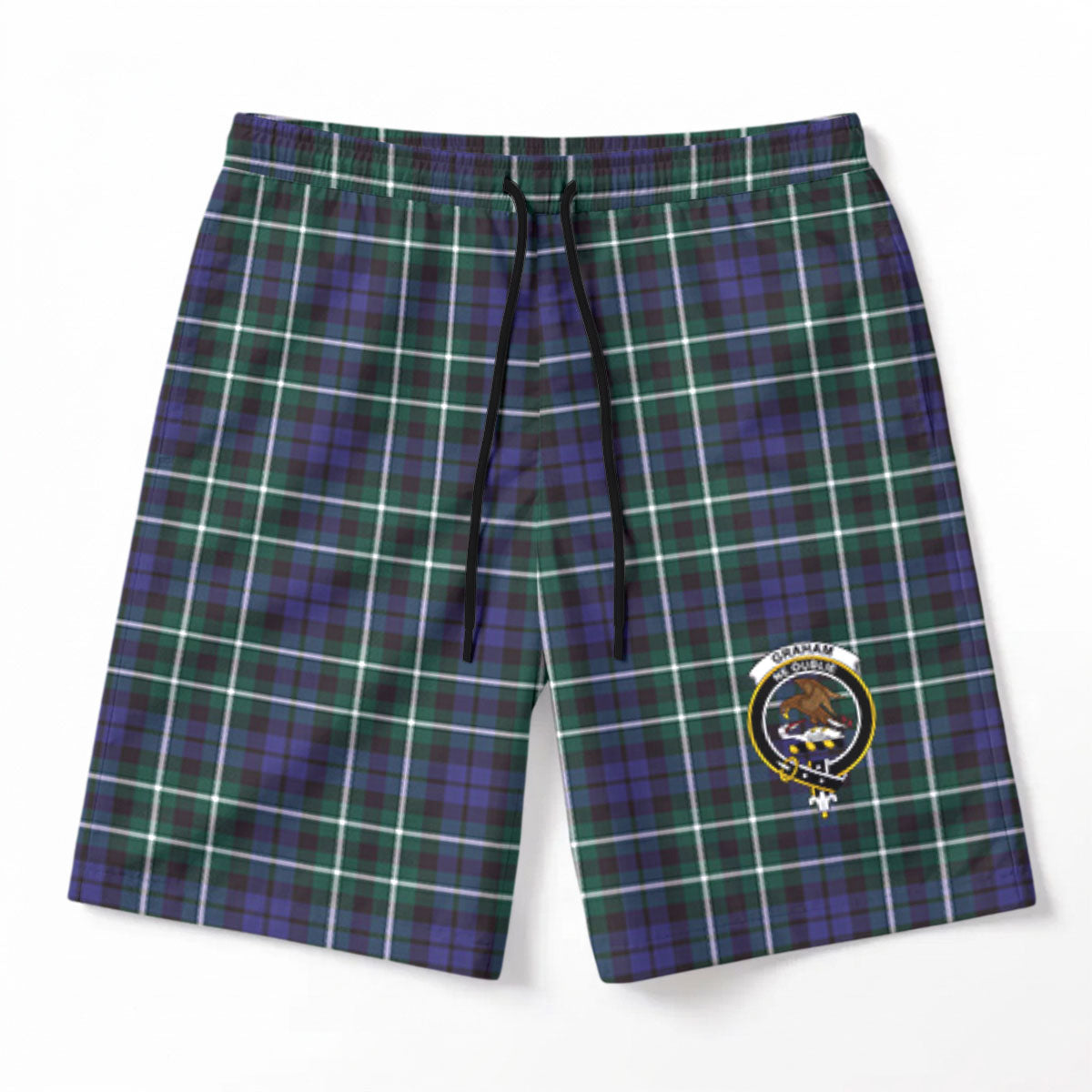 Graham of Montrose Modern Tartan Crest Men's Beach Shorts
