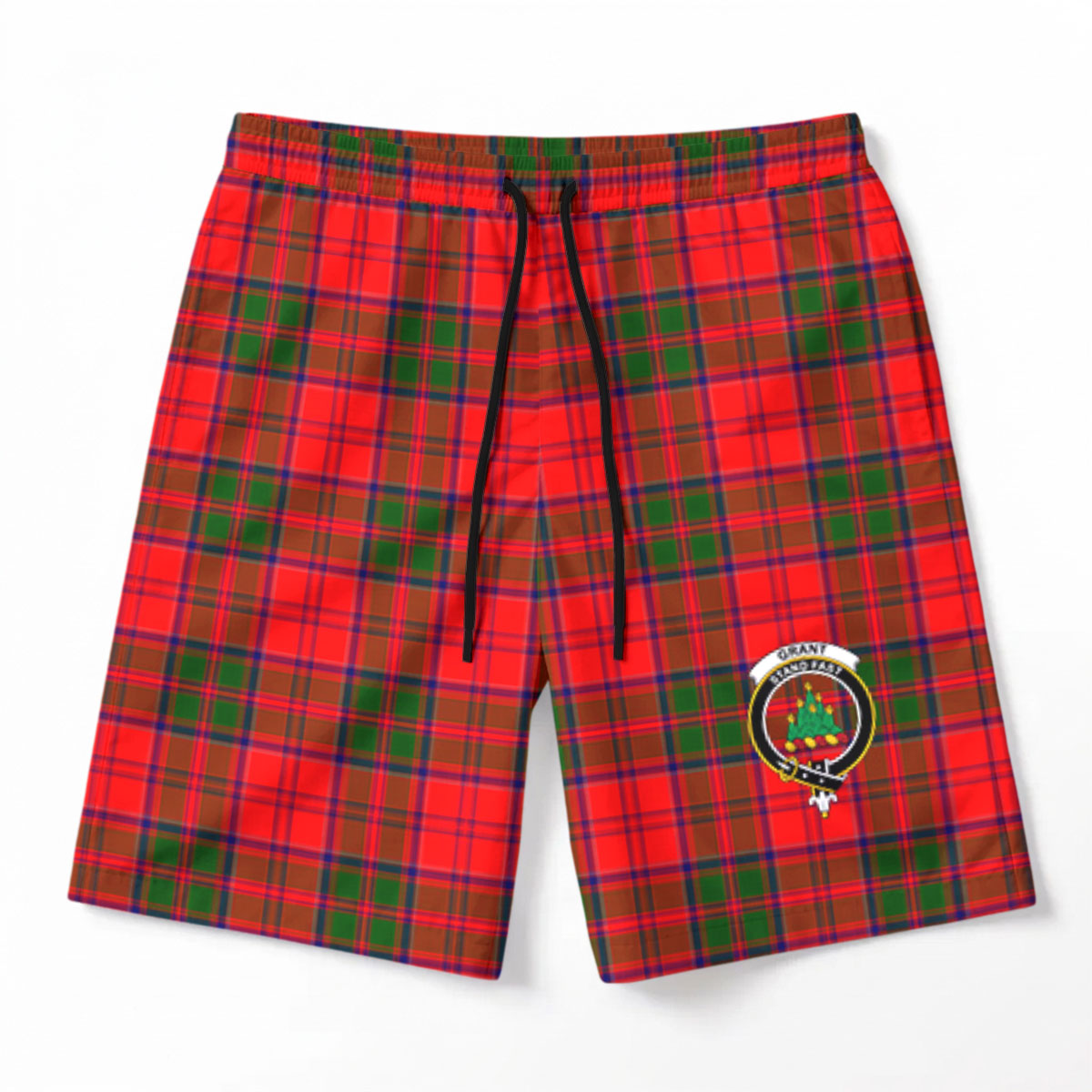 Grant Modern Tartan Crest Men's Beach Shorts