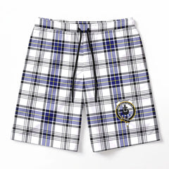 Hannay Modern Tartan Crest Men's Beach Shorts