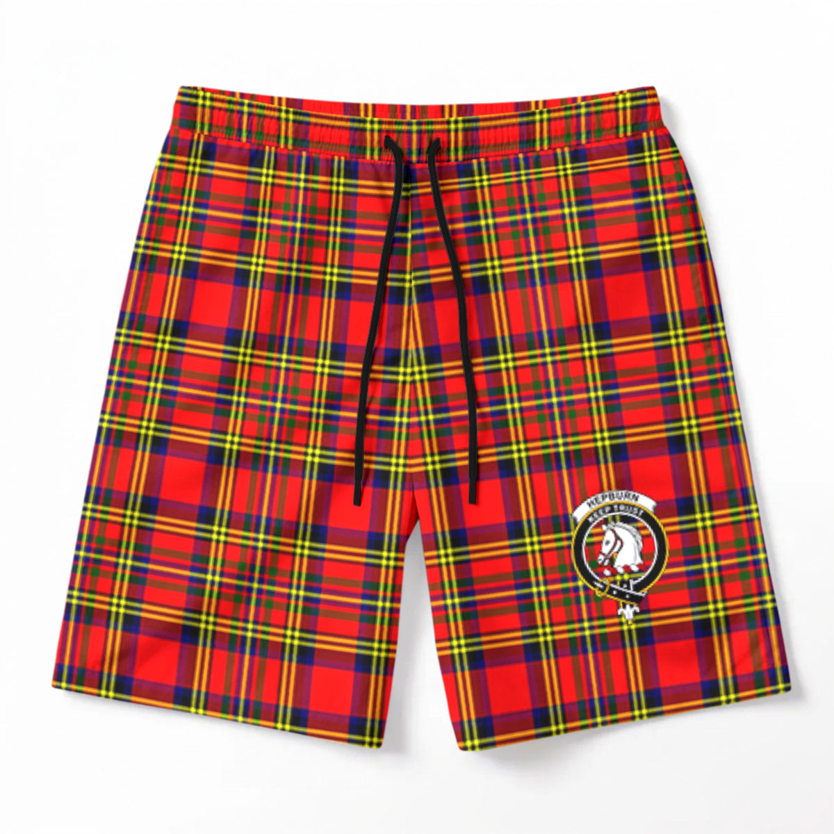 Hepburn Tartan Crest Men's Beach Shorts