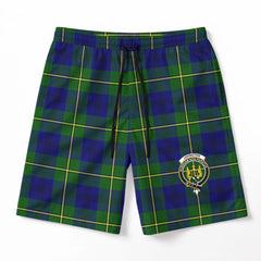 Johnston Modern Tartan Crest Men's Beach Shorts