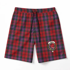Kelly of Sleat Red Tartan Crest Men's Beach Shorts