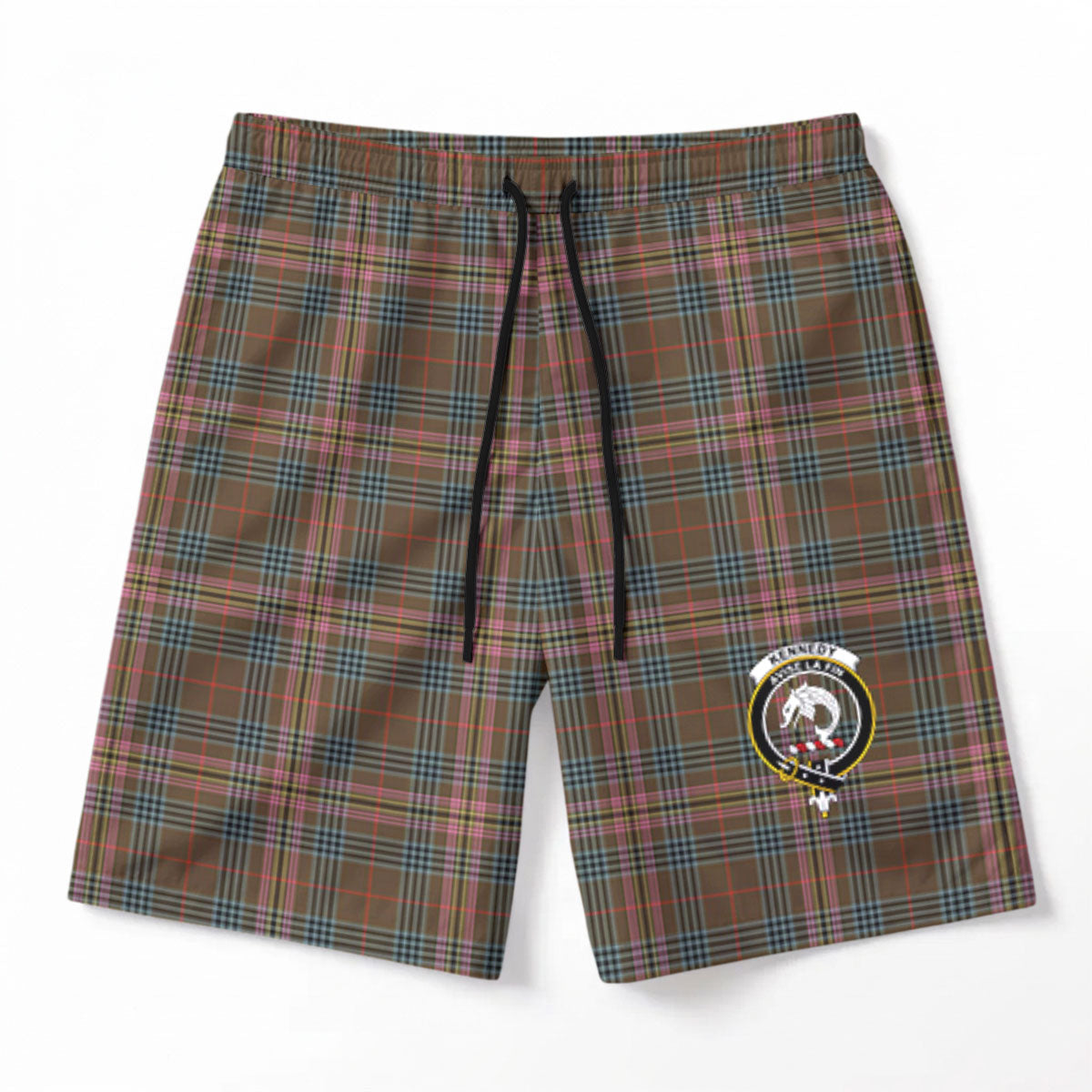 Kennedy Weathered Tartan Crest Men's Beach Shorts