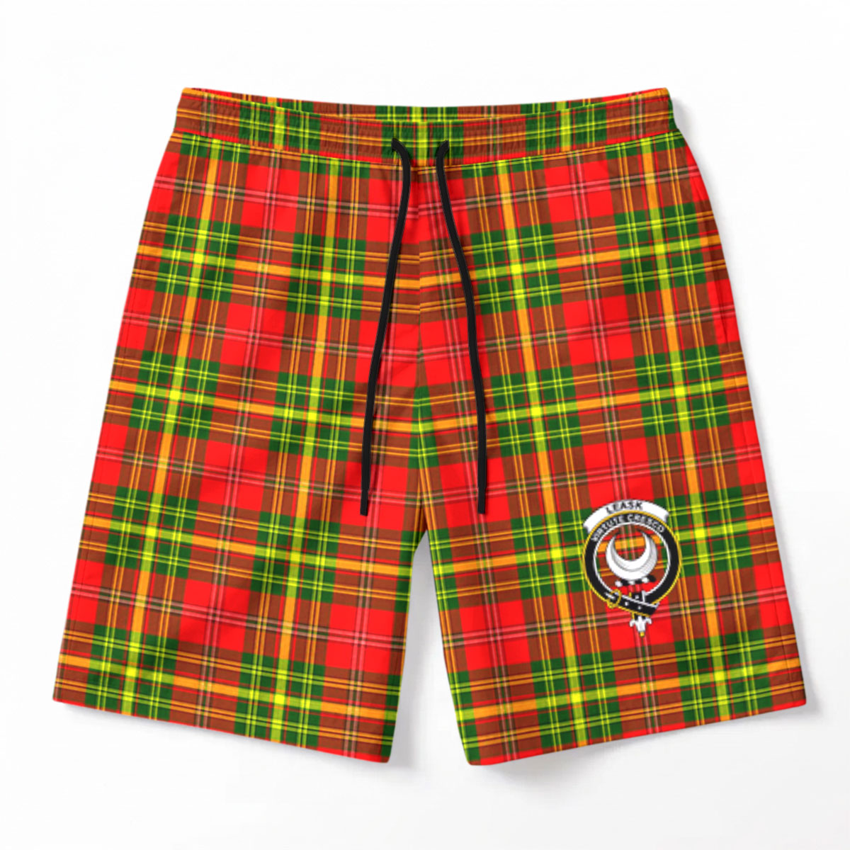 Leask Tartan Crest Men's Beach Shorts