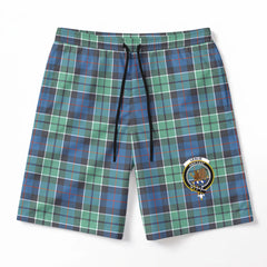 Leslie Hunting Ancient Tartan Crest Men's Beach Shorts