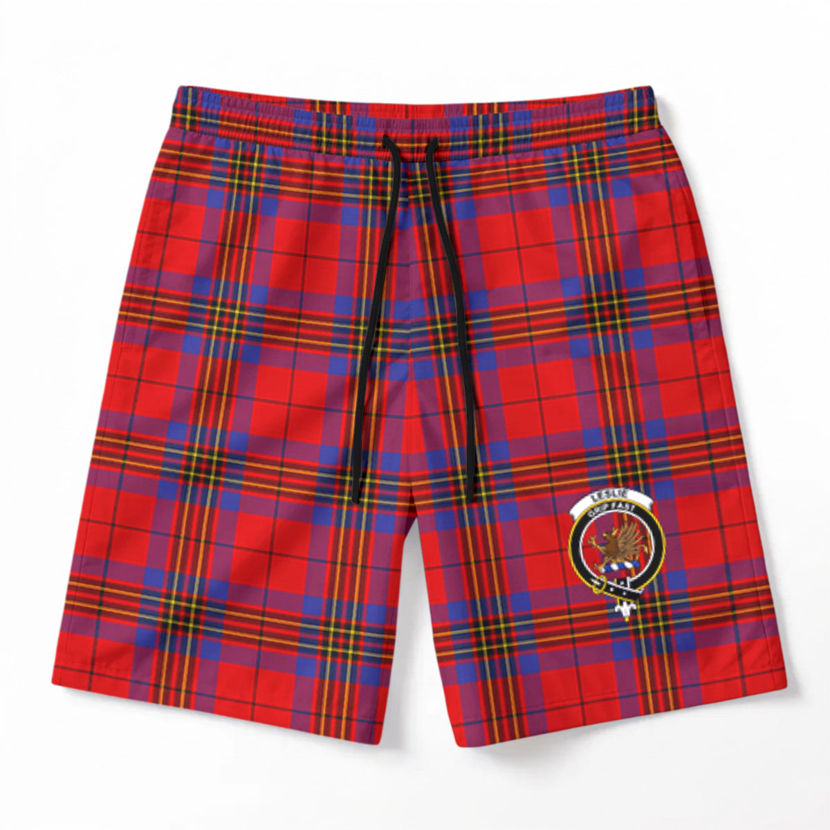 Leslie Modern Tartan Crest Men's Beach Shorts
