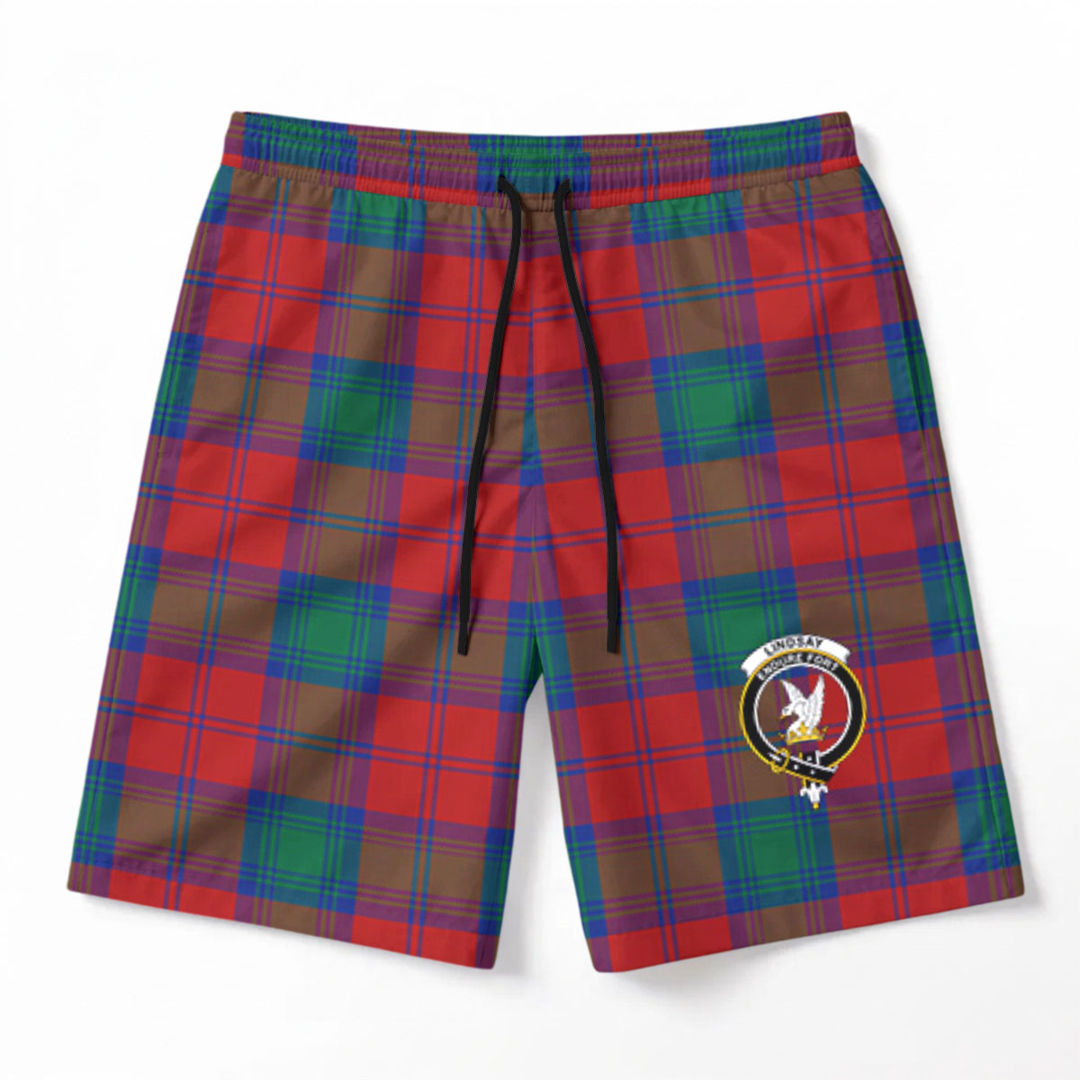 Lindsay Modern Tartan Crest Men's Beach Shorts