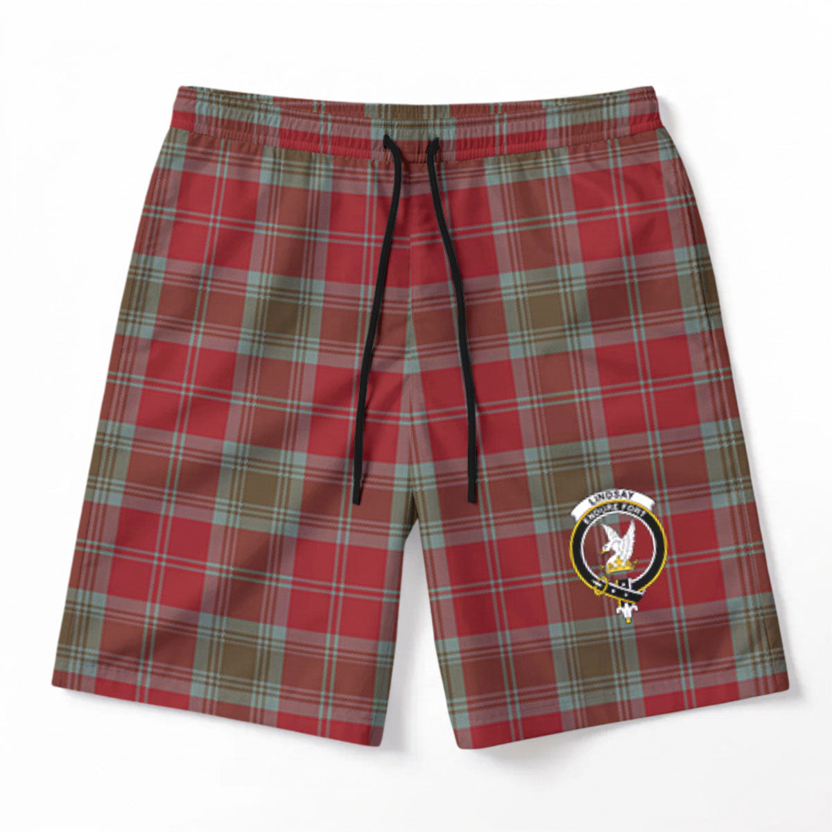 Lindsay Weathered Tartan Crest Men's Beach Shorts