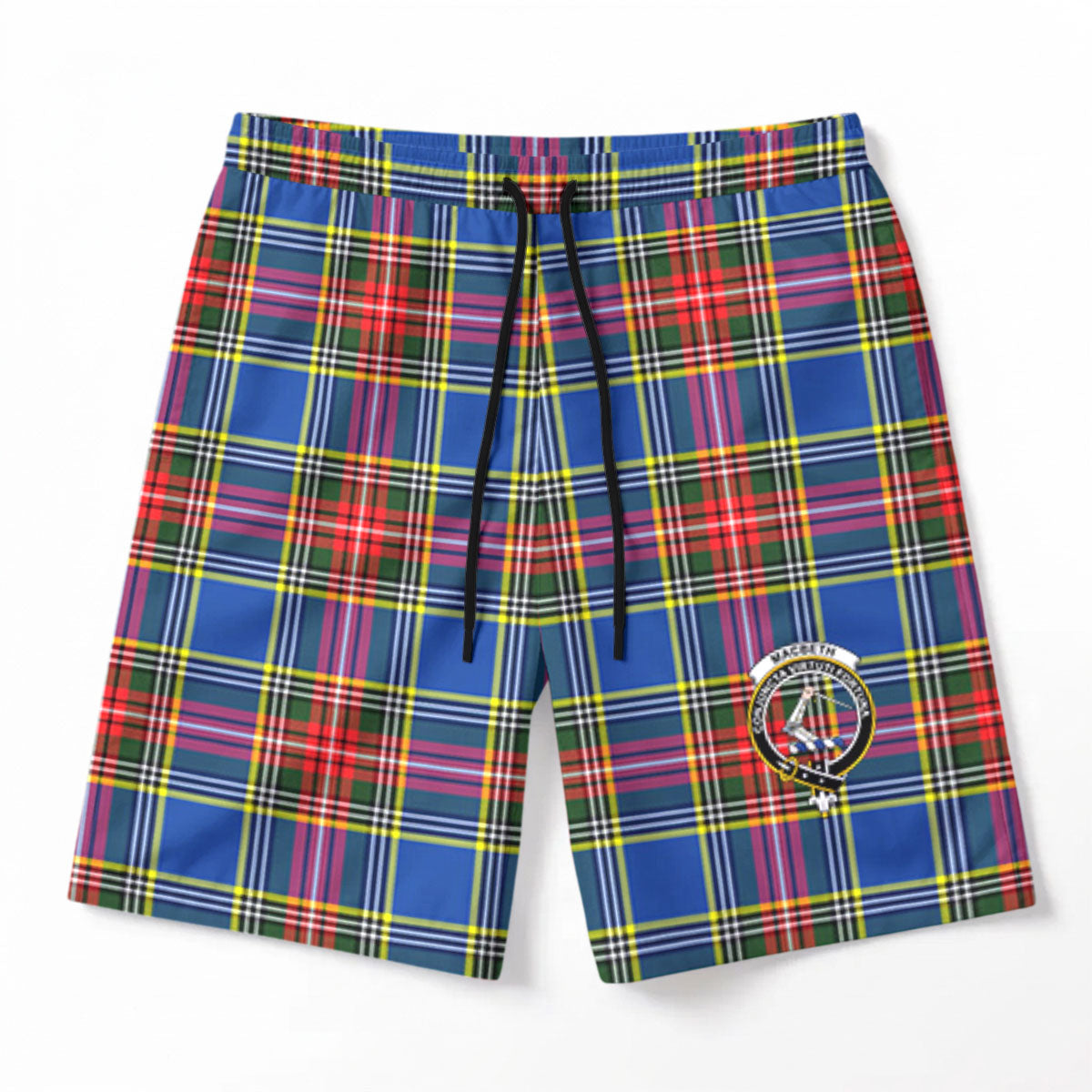 MacBeth Modern Tartan Crest Men's Beach Shorts