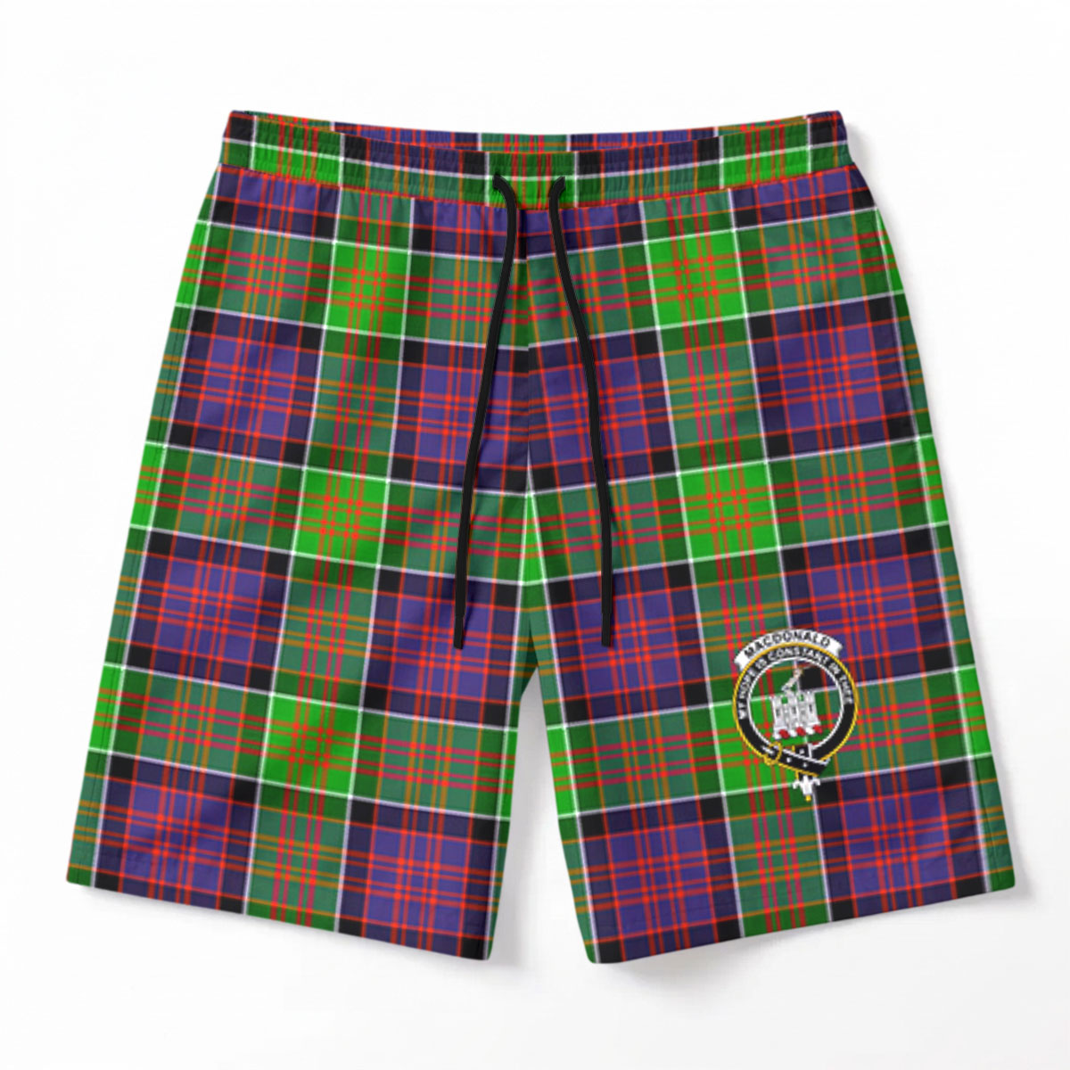 MacDonald (Clan Ranald) Tartan Crest Men's Beach Shorts