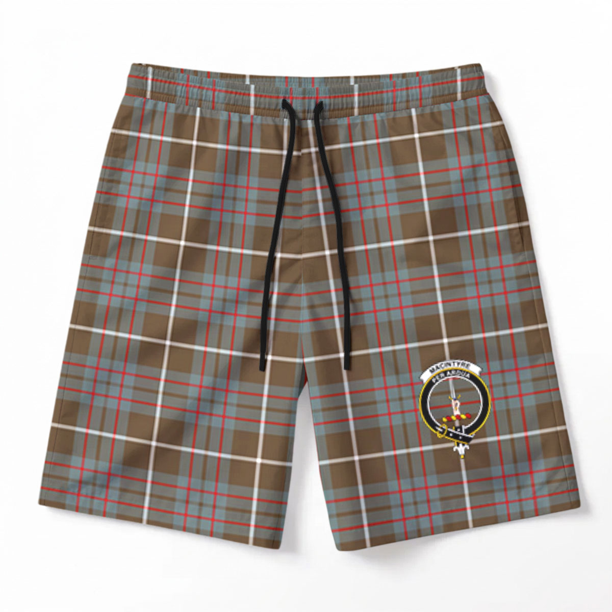 MacIntyre Hunting Weathered Tartan Crest Men's Beach Shorts