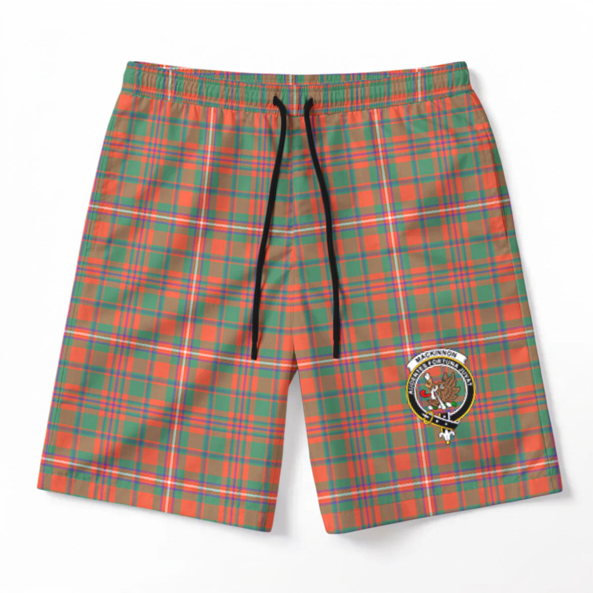 MacKinnon Ancient Tartan Crest Men's Beach Shorts