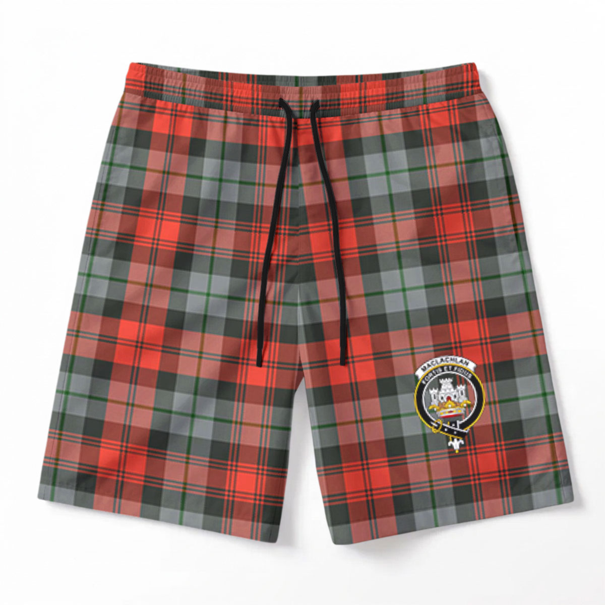 MacLachlan Weathered Tartan Crest Men's Beach Shorts