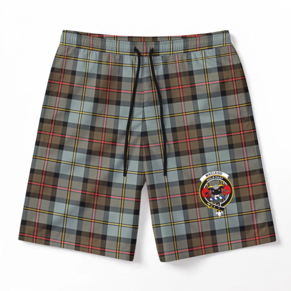 MacLeod of Harris Weathered Tartan Crest Men's Beach Shorts