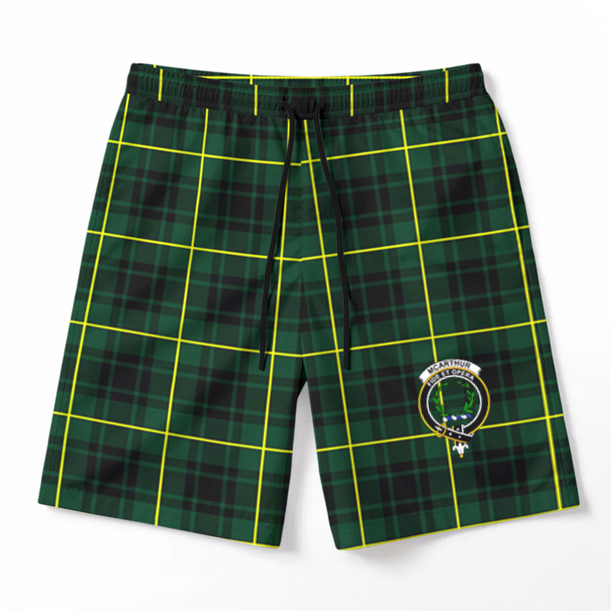 McArthur Modern Tartan Crest Men's Beach Shorts