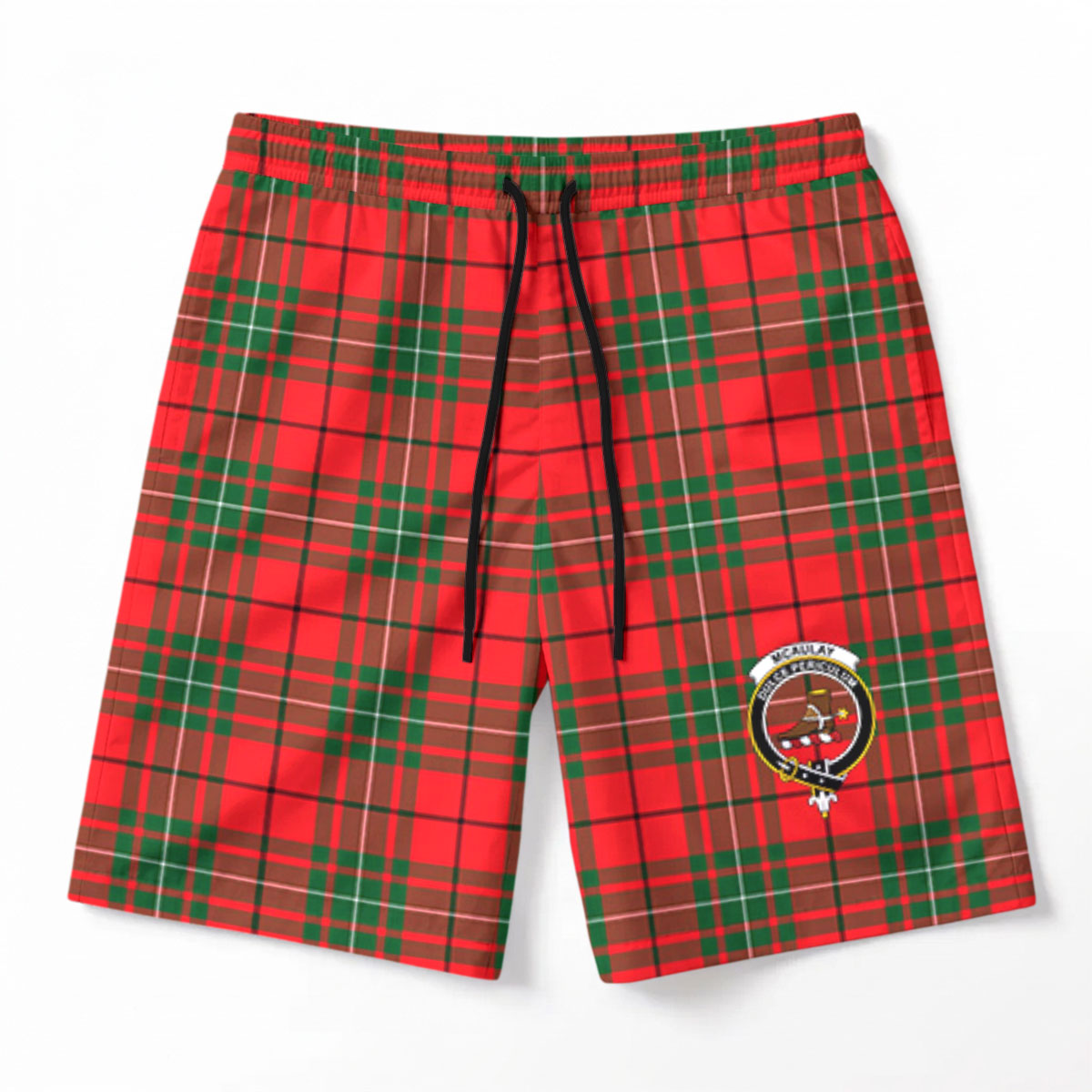 McAulay Modern Tartan Crest Men's Beach Shorts