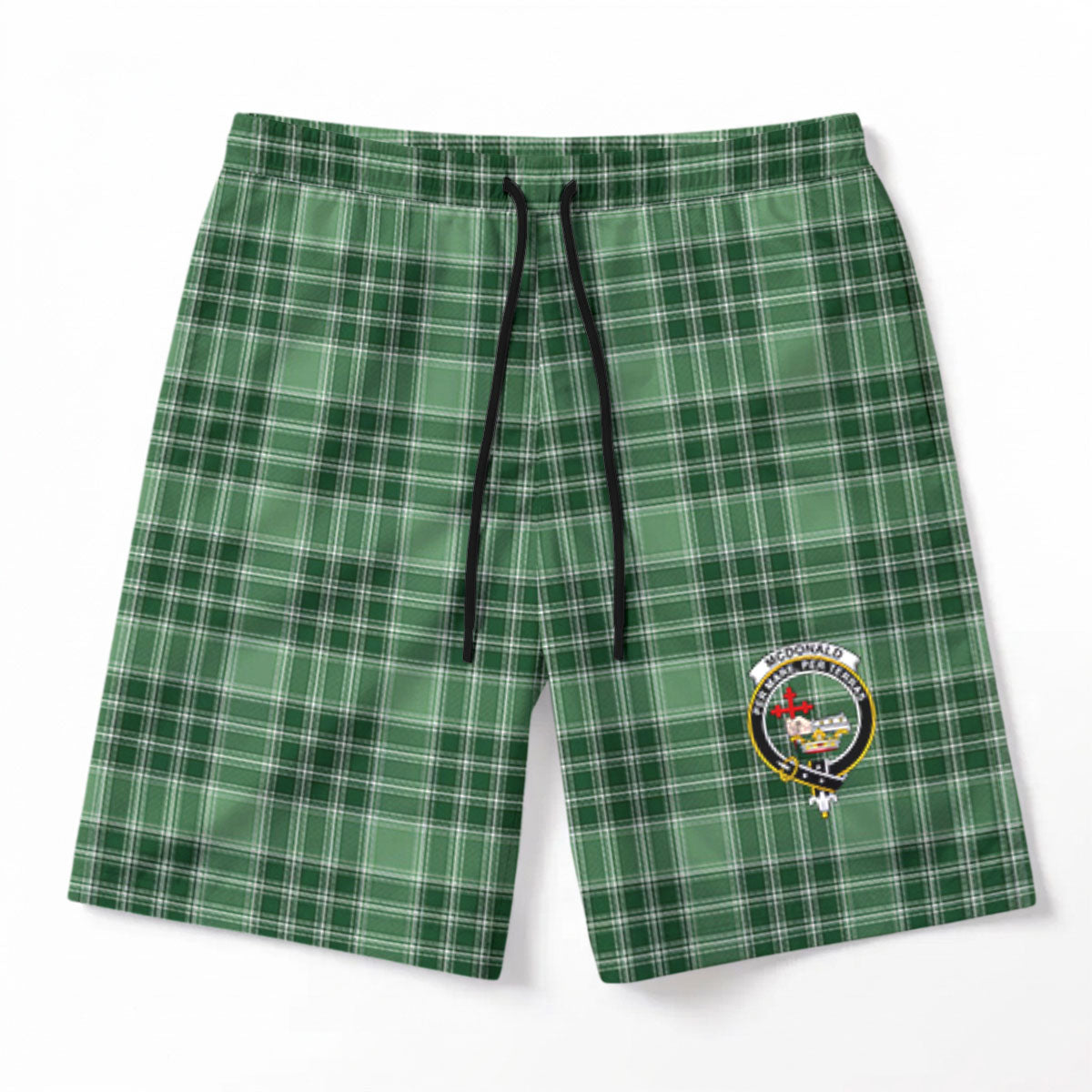 McDonald Lord of the Isles Hunting Tartan Crest Men's Beach Shorts