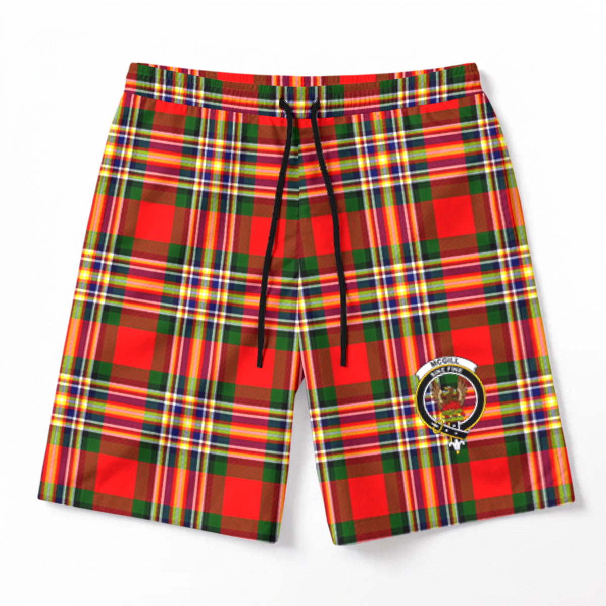 McGill Modern Tartan Crest Men's Beach Shorts