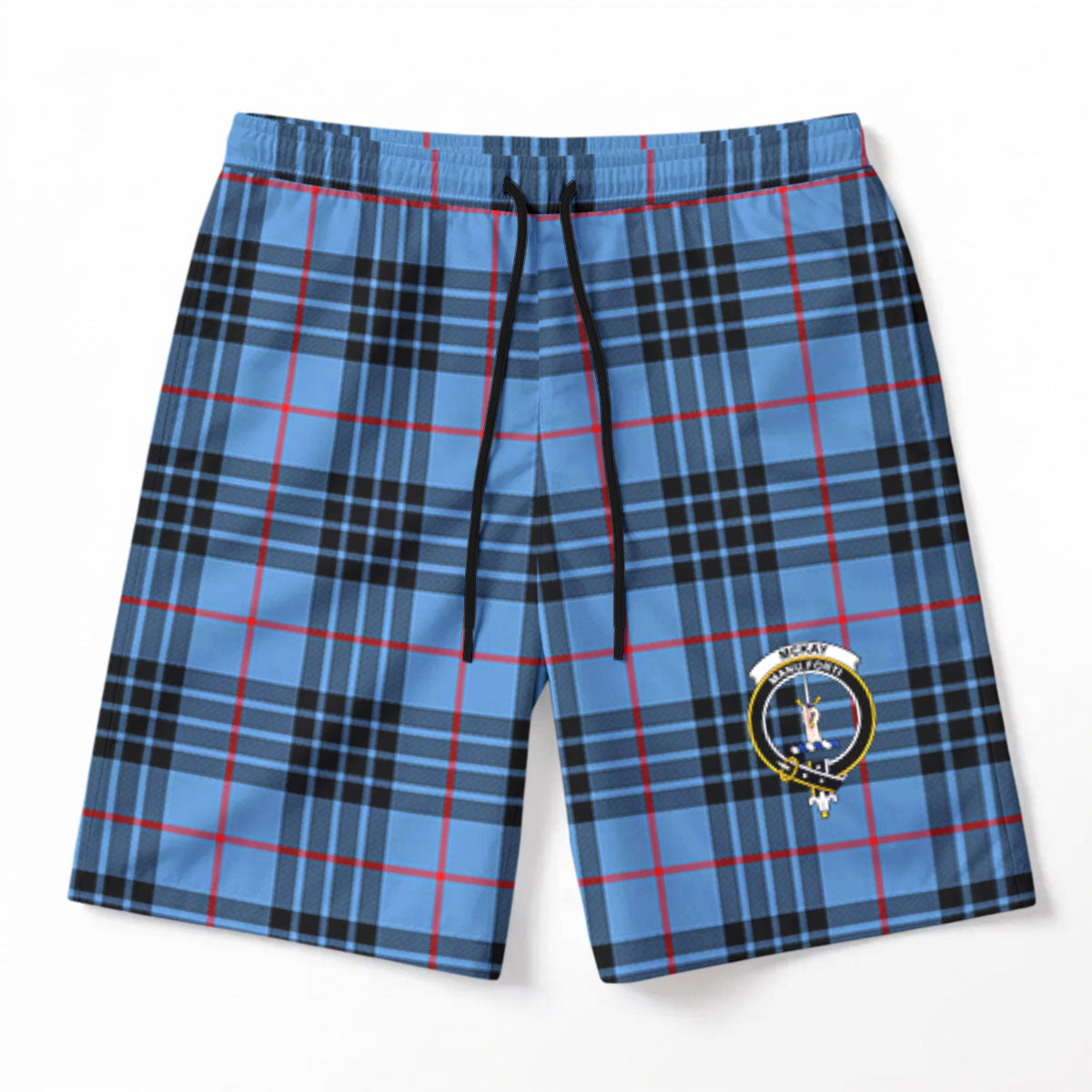 McKay Blue Tartan Crest Men's Beach Shorts
