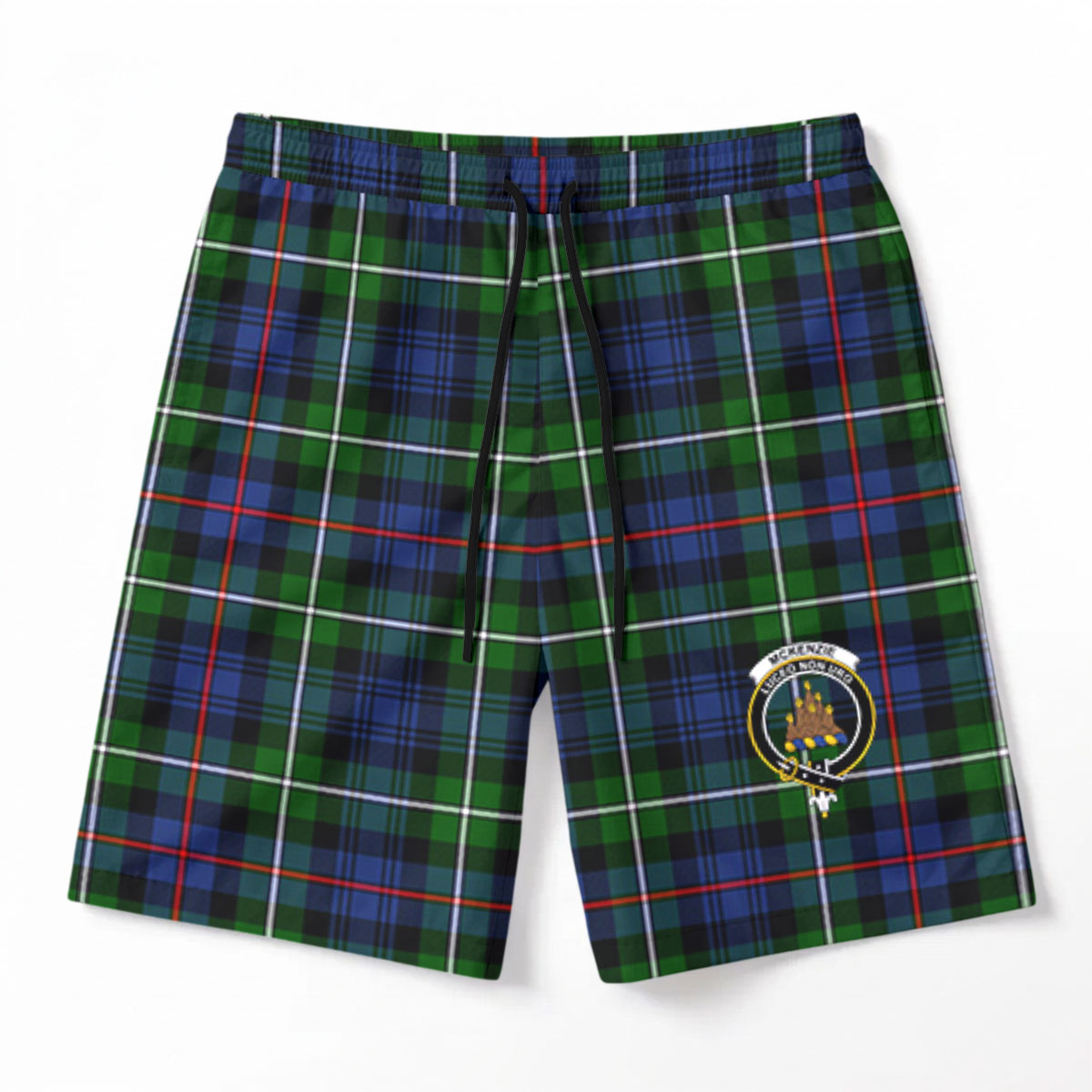 McKenzie Modern Tartan Crest Men's Beach Shorts