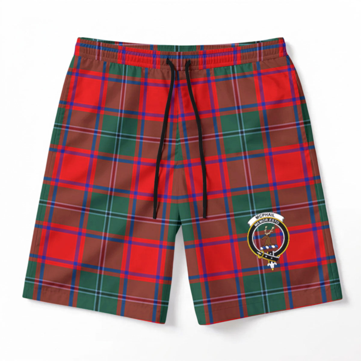 McPhail Clan Tartan Crest Men's Beach Shorts
