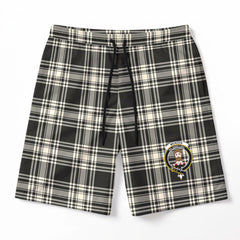 Menzies Black - White Ancient Tartan Crest Men's Beach Shorts