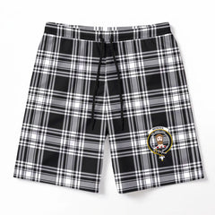 Menzies Black - White Modern Tartan Crest Men's Beach Shorts