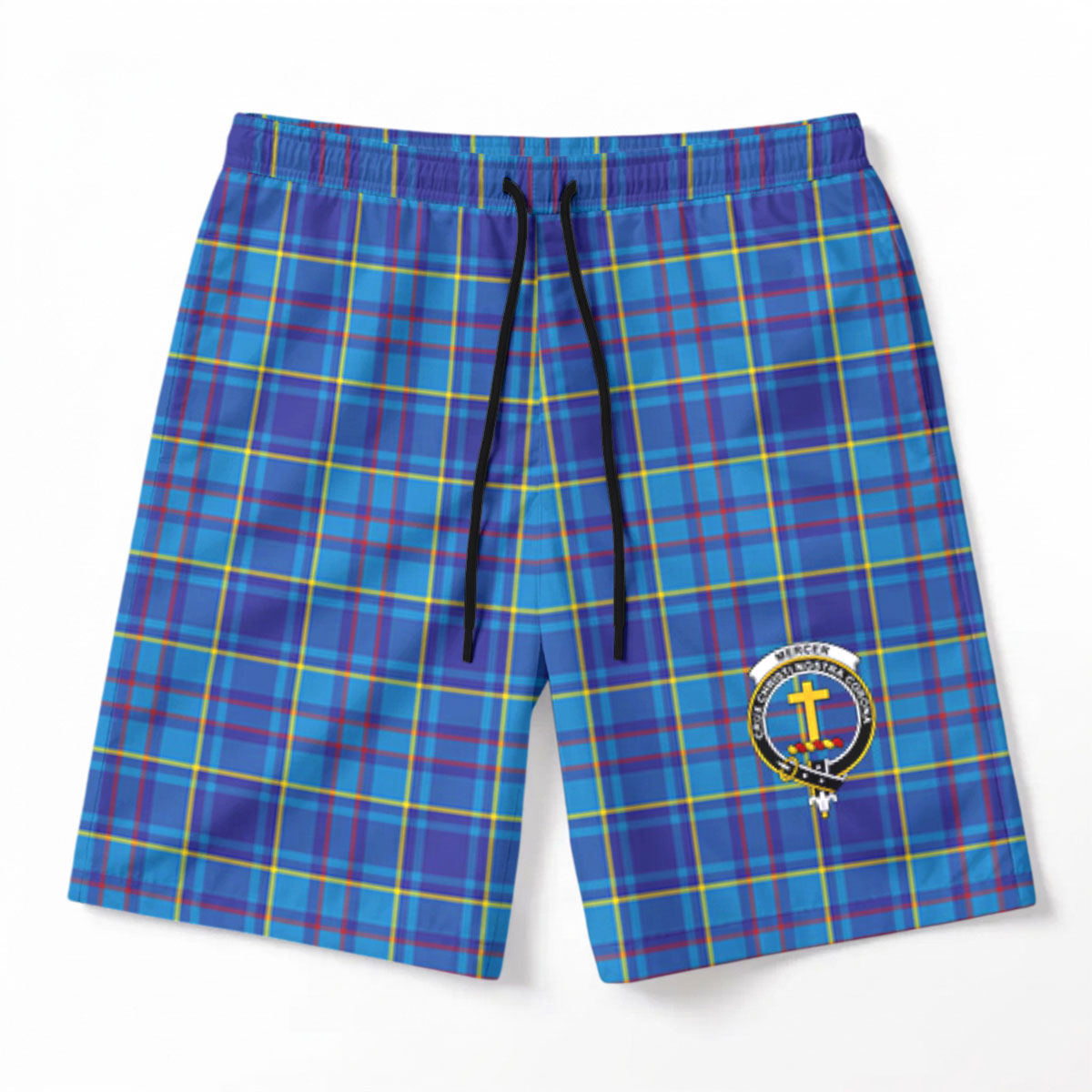Mercer Modern Tartan Crest Men's Beach Shorts