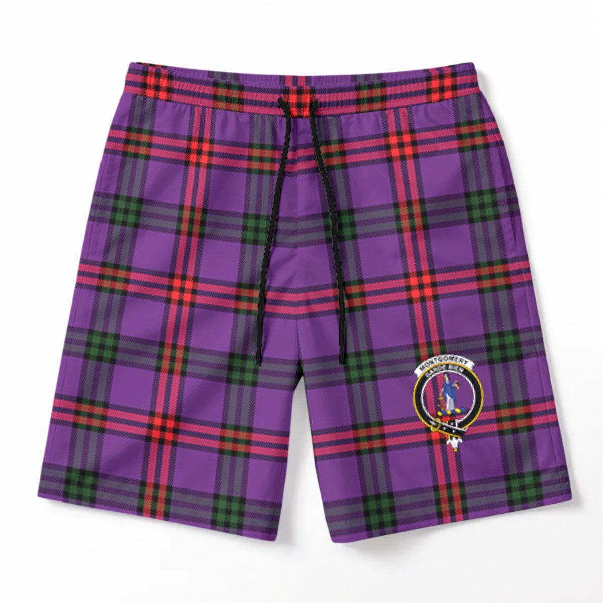 Montgomery Modern Tartan Crest Men's Beach Shorts