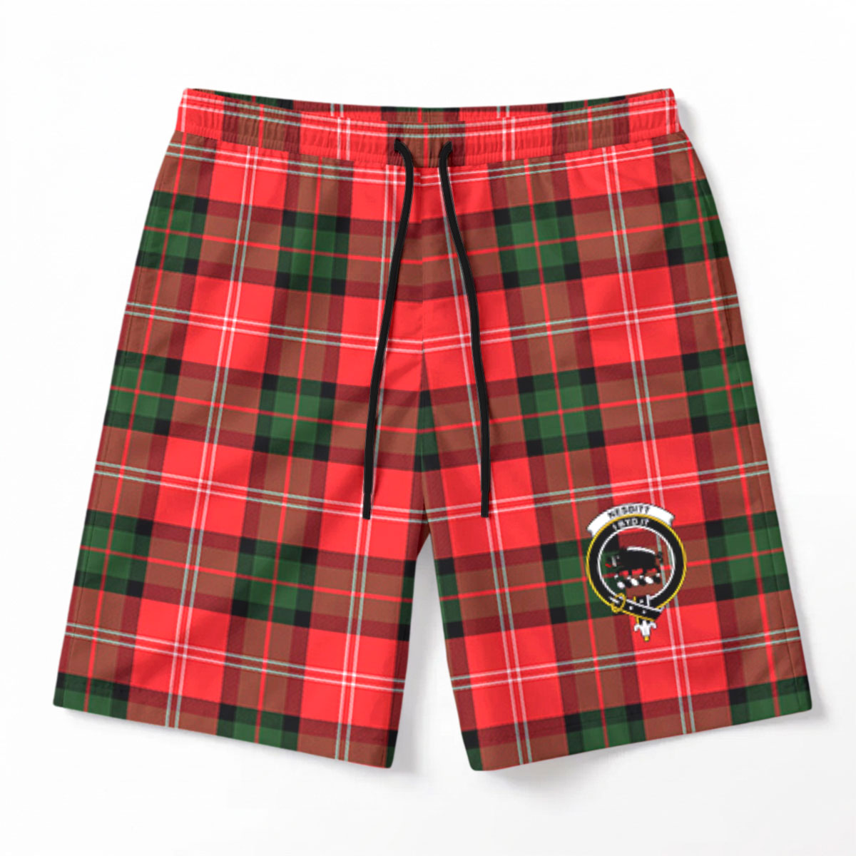 Nesbitt Modern Tartan Crest Men's Beach Shorts
