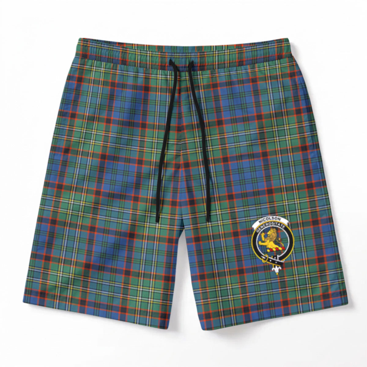 Nicolson Hunting Ancient Tartan Crest Men's Beach Shorts