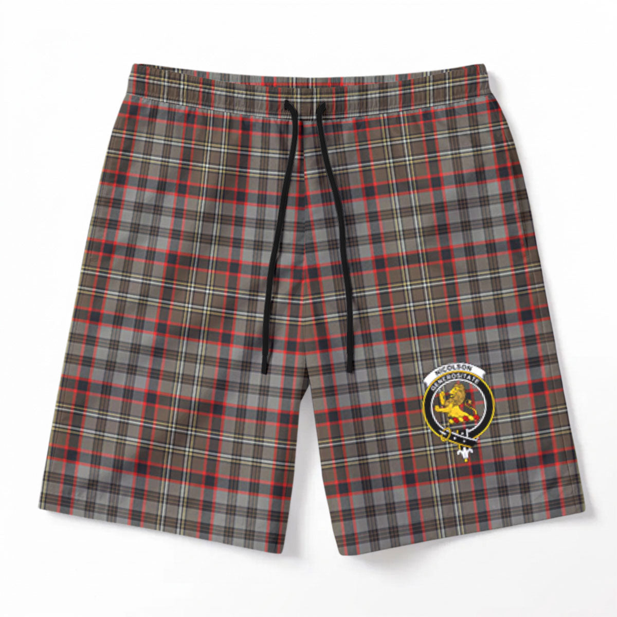 Nicolson Hunting Weathered Tartan Crest Men's Beach Shorts