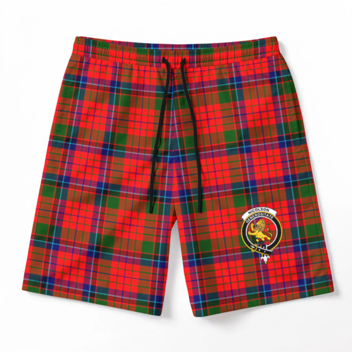 Nicolson Modern Tartan Crest Men's Beach Shorts