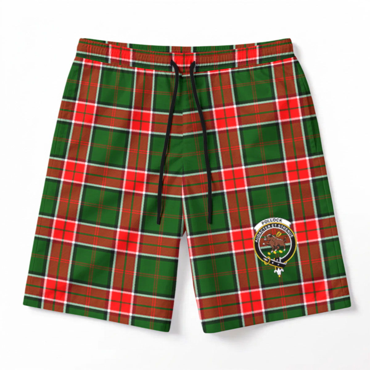 Pollock Tartan Crest Men's Beach Shorts