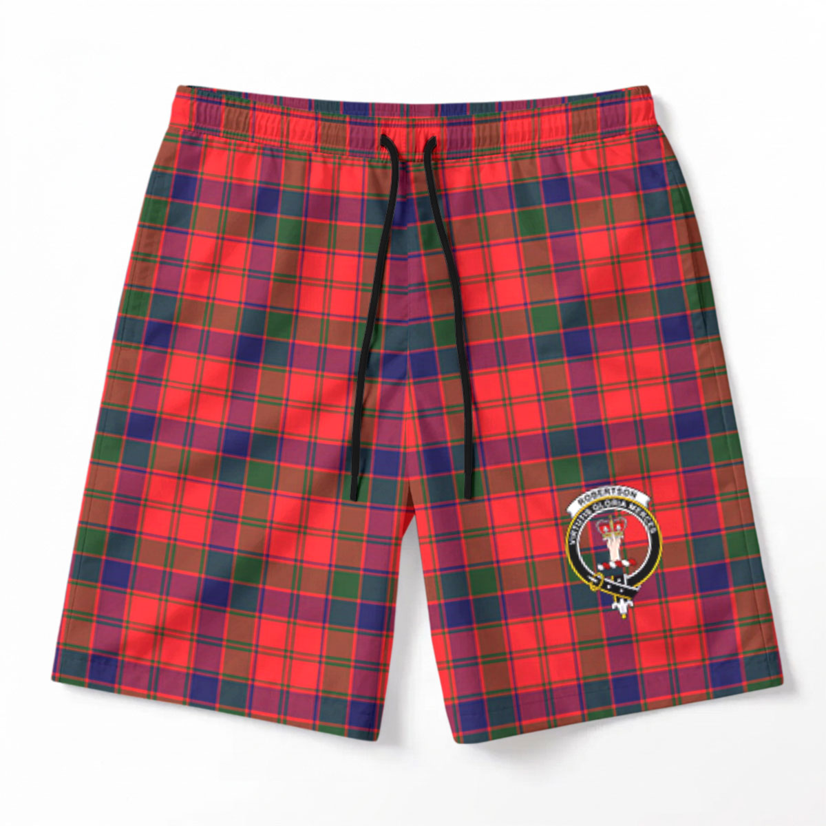 Robertson Modern Tartan Crest Men's Beach Shorts