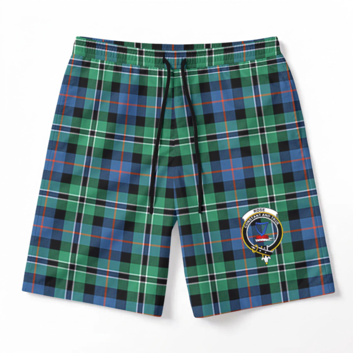 Rose Hunting Ancient Tartan Crest Men's Beach Shorts