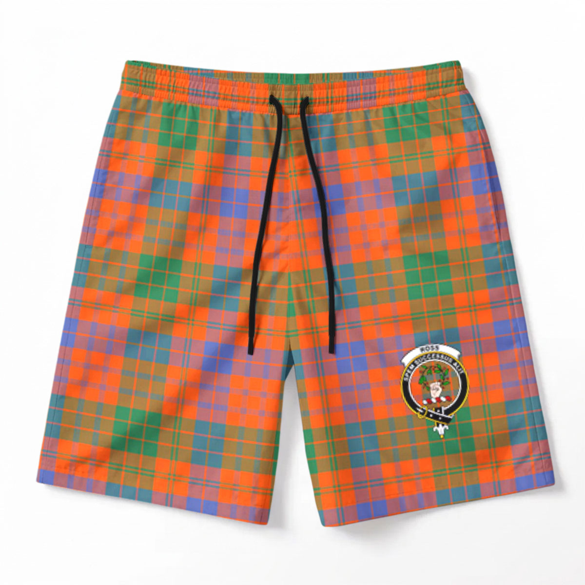 Ross Ancient Tartan Crest Men's Beach Shorts