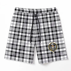 Scott Black & White Modern Tartan Crest Men's Beach Shorts