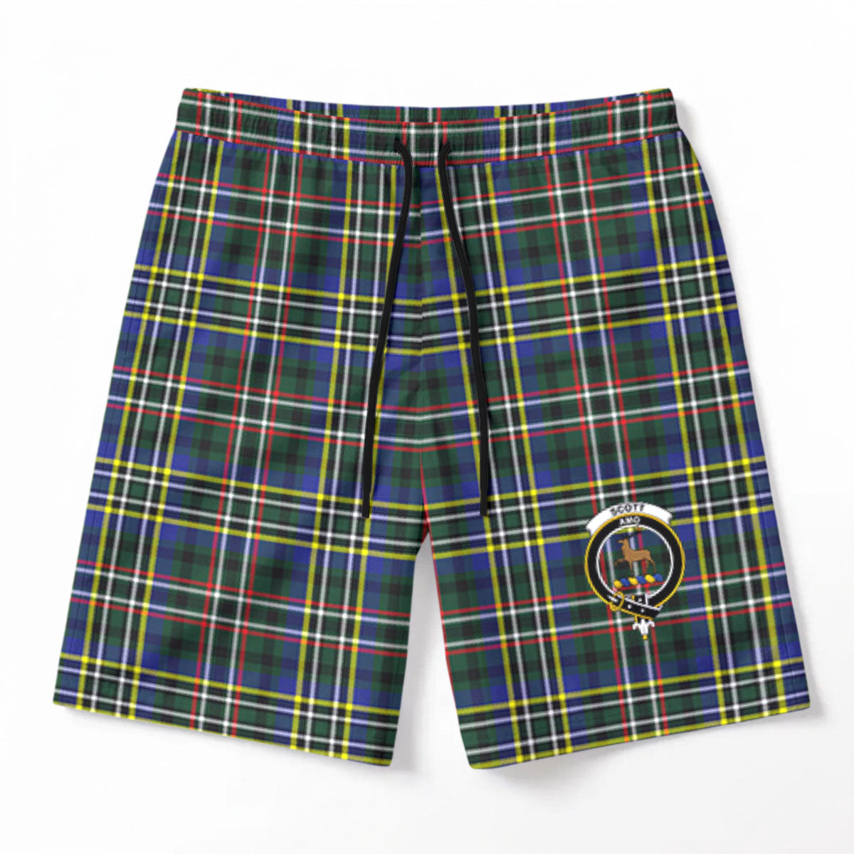 Scott Green Modern Tartan Crest Men's Beach Shorts