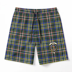 Scott Green Modern Tartan Crest Men's Beach Shorts
