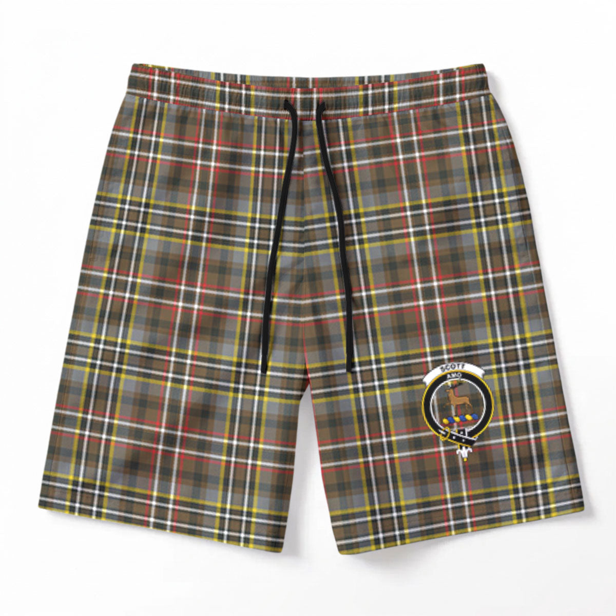 Scott Green Weathered Tartan Crest Men's Beach Shorts