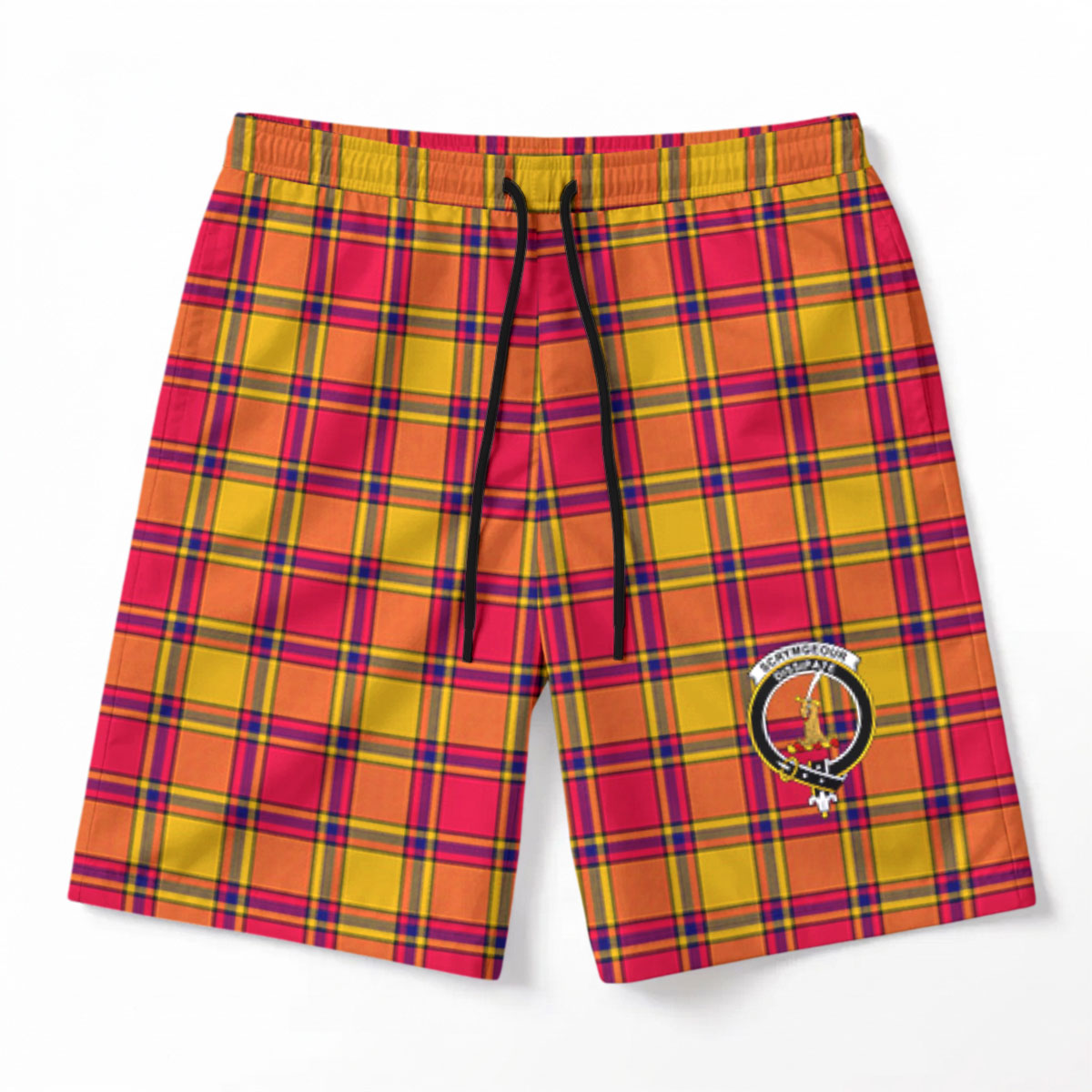 Scrymgeour Tartan Crest Men's Beach Shorts