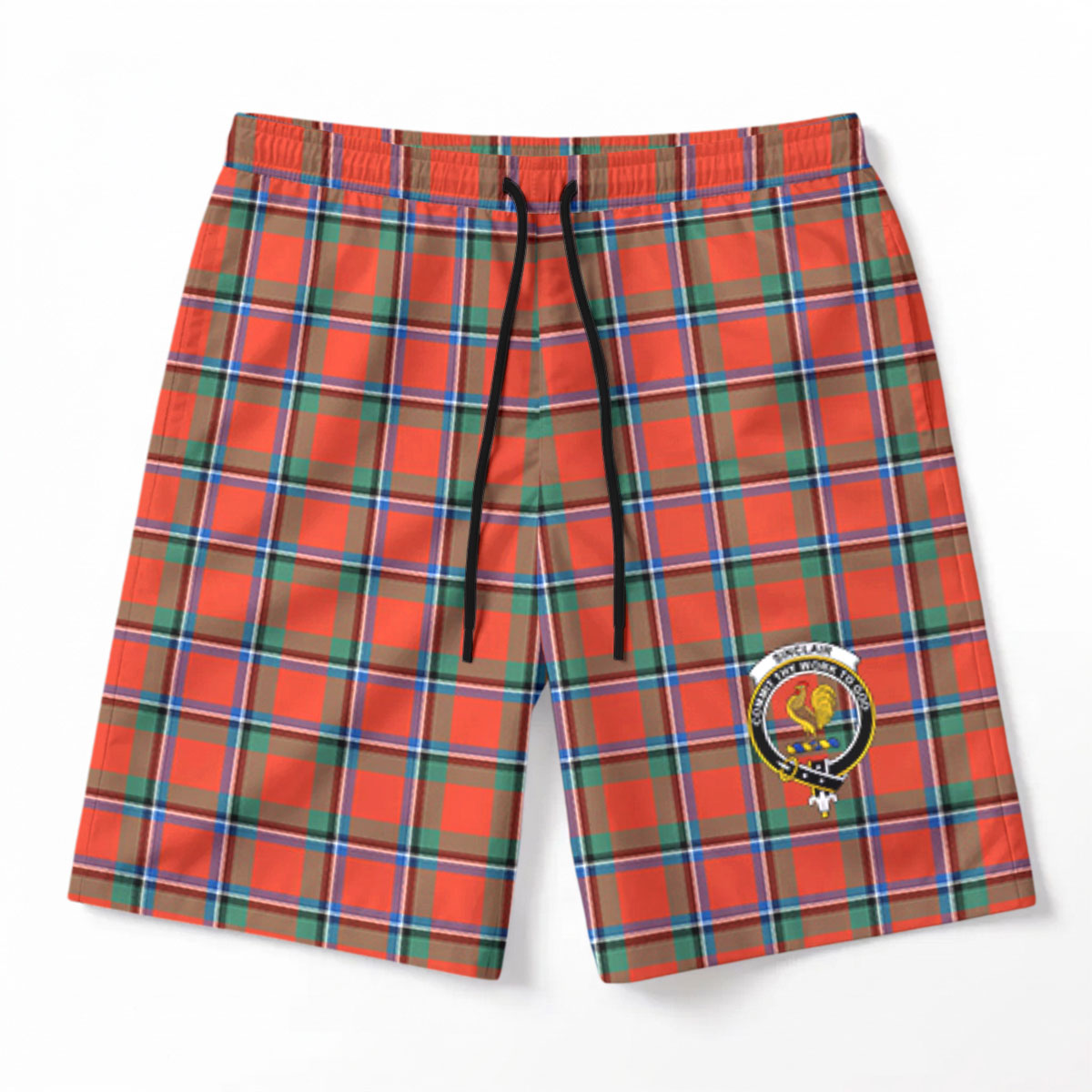 Sinclair Ancient Tartan Crest Men's Beach Shorts