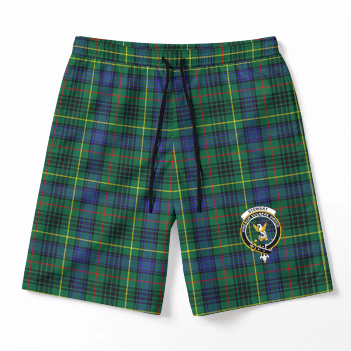 Stewart Hunting Modern Tartan Crest Men's Beach Shorts