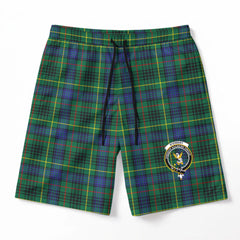 Stewart Hunting Modern Tartan Crest Men's Beach Shorts