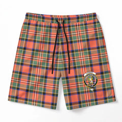 Stewart Royal Ancient Tartan Crest Men's Beach Shorts