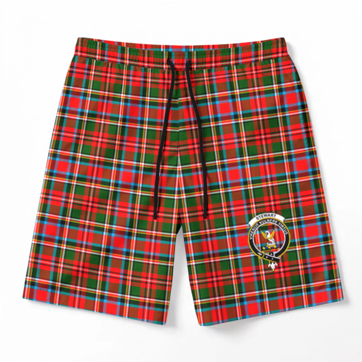 Stewart Royal Tartan Crest Men's Beach Shorts