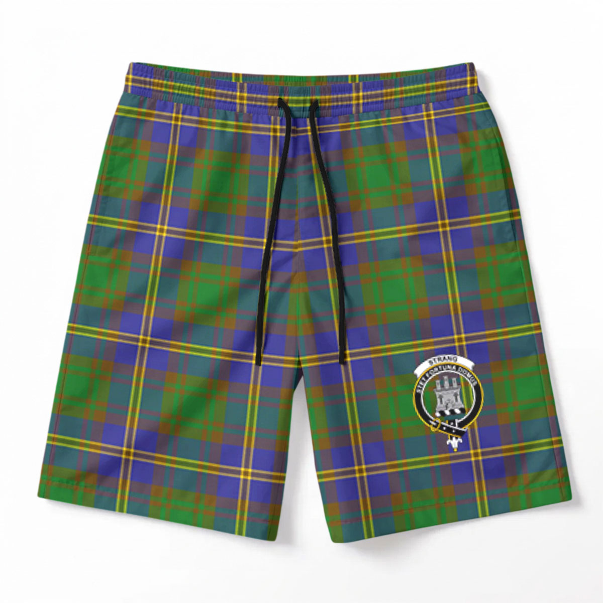 Strang (or Strange) Tartan Crest Men's Beach Shorts