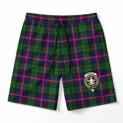 Urquhart Modern Tartan Crest Men's Beach Shorts