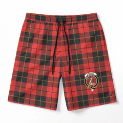 Wallace Weathered Tartan Crest Men's Beach Shorts